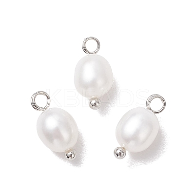 Natural Cultured Freshwater Pearl Rice Charms PALLOY-JF04187-01-1
