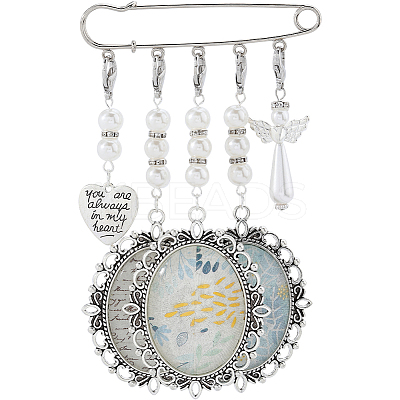 DIY Blank Charms Brooch Pendant Decoration with Imitation Pearl Beaded Making Kit DIY-SC0025-59-1
