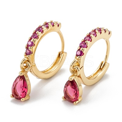 Brass Micro Pave Cubic Zirconia Huggie Hoop Earrings EJEW-K087-03G-1