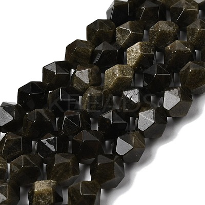 Natural Golden Sheen Obsidian Beads Strands G-Z119-A10-03-1