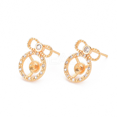 Brass Micro Pave Clear Cubic Zirconia Earring Findings X-KK-T062-218G-NF-1