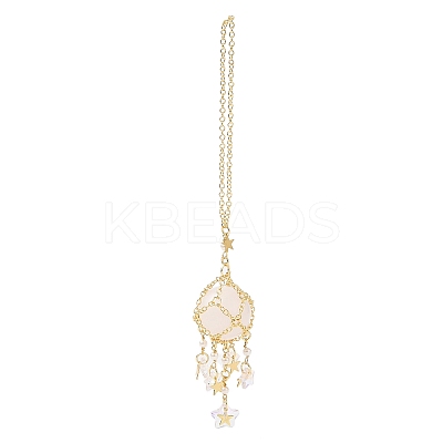 Natural Quartz Crystal with Rack Plating Brass Pendants Decorations AJEW-B023-01G-03-1