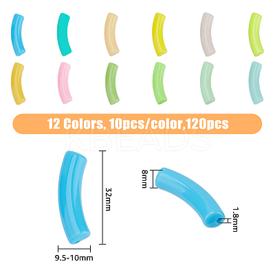 120Pcs 12 Style Opaque Acrylic Beads MACR-FH0001-17-1