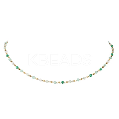 Handmade Faceted Rondelle Glass Beaded Link Chain Necklaces NJEW-JN05744-01-1