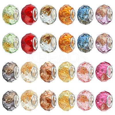 60Pcs 12 Colors Transparent Resin Rondelle European Beads RESI-YW0006-15-1