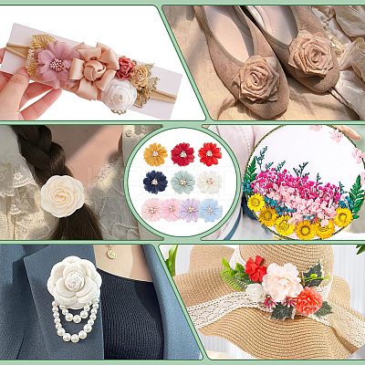 10Pcs 10 Colors Silk Cloth Flower DIY-NB0011-03-1