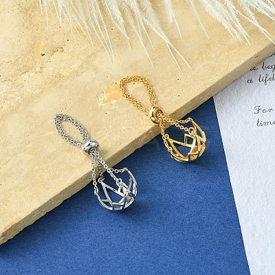 2Pcs 2 Colors Brass Pearl Cage Pendant Mounting KK-CJ0002-15-1