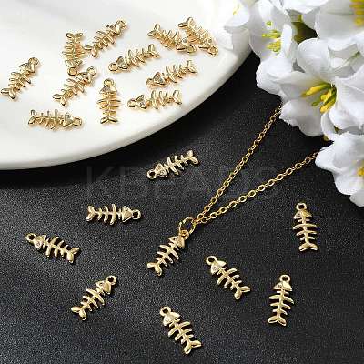 SHEGRACE Brass Micro Pave Cubic Zirconia Fishbone Charms XGR0163G-109G-1