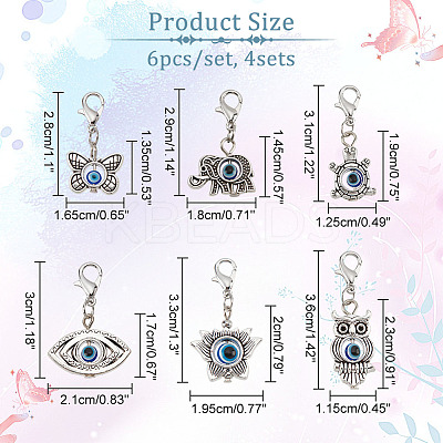 4 Sets Evil Eye Pendant Decorations HJEW-NB0001-68-1
