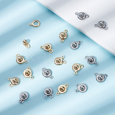 20 Sets 2 Colors 201 Stainless Steel Snap Clasps STAS-SC0004-14-1