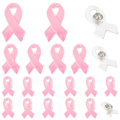20 Sets 3 Sizes Breast Cancer Awareness Ribbon Enamel Pin JEWB-NB0001-19-1