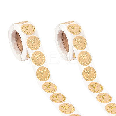 1 Inch Thank You Sticker Self-Adhesive Kraft Paper Gift Tag Stickers DIY-GL0001-05-11-1