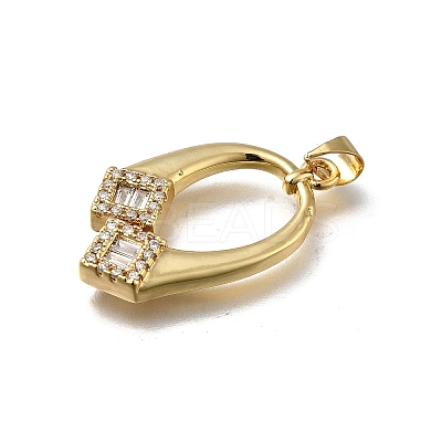 Brass Micro Pave Cubic Zirconia Pendants KK-C090-22G-1