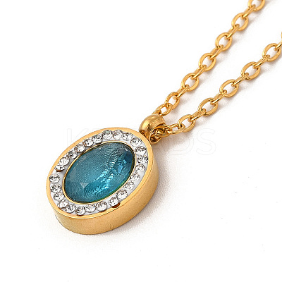 Dark Cyan Cuibc Zirconia Oval Stud Earring & Pendant Nacklace with Crystal Rhinestone SJEW-P002-08G-1