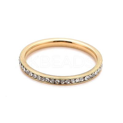 304 Stainless Steel Rhinestone Rings STAS-D178-02G-03-1