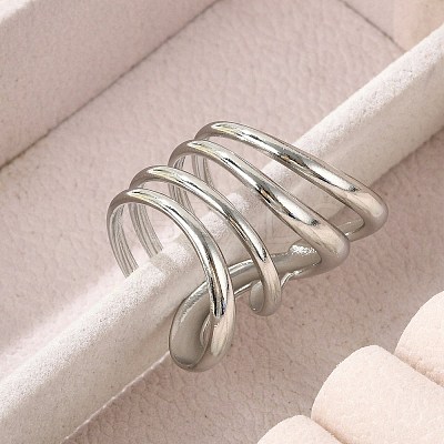 304 Stainless Steel Multi-layer Cuff Rings for Women RJEW-G338-16P-1
