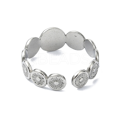 304 Stainless Steel Sun Flower Open Cuff Rings LS-RJEW-M019-28P-1
