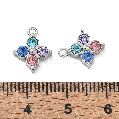 304 Stainless Steel with Rhinestone Pendants SA-CBA49D2-08P-02-1