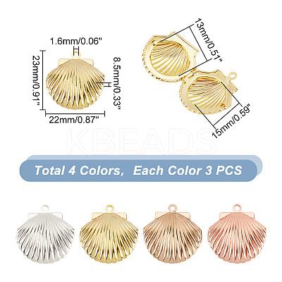12Pcs 3 Colors Brass Locket Pendants KK-PH0005-28-1