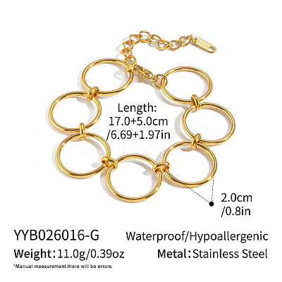 20MM 304 Stainless Steel Ring Link Chain Bracelets for Women GQ4302-1-1
