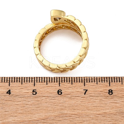 Brass Micro Pave Clear Cubic Zirconia Open Cuff Rings for Women LS-RJEW-G341-05G-02-1