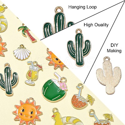 40Pcs 8 Styles Alloy Enamel Pendants ENAM-CJ0006-10-1