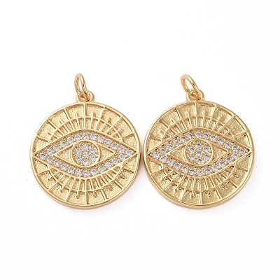 Brass Micro Pave Clear Cubic Zirconia Pendants ZIRC-L076-021G-1