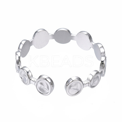 Non-Tarnish 304 Stainless Steel Flat Round Open Cuff Ring RJEW-T023-65P-1