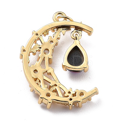 Brass Micro Pave Cubic Zirconia Pendants ZIRC-H122-04G-01-1