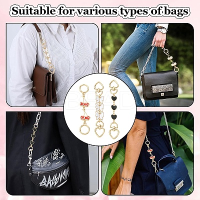 2Pcs 2 Styles Alloy Enamel Heart Butterfly Link Chain Bag Extender Chains FIND-YW0008-10A-1