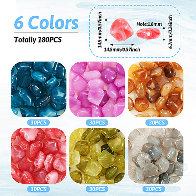 180Pcs 6 Colors Transparent Acrylic Beads OACR-TA0002-66-1