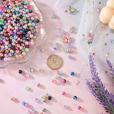 910Pcs 13 Colors Rainbow ABS Plastic Imitation Pearl Beads OACR-CD0001-10-1