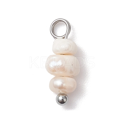Natural Cultured Freshwater Pearl Potato Beaded Charms PALLOY-JF04642-02-1