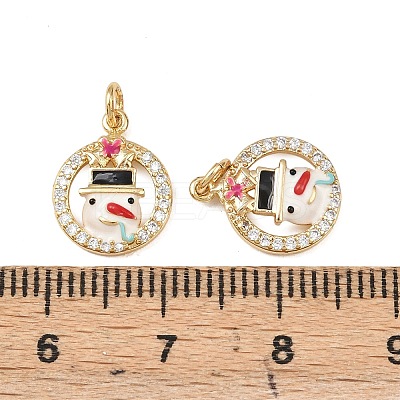 Christmas Brass Micro Pave Cubic Zirconia Enamel Charms KK-L255-19G-01-1