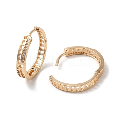 Brass Cubic Zirconia Hoop Earrings for Women EJEW-M238-07KCG-1