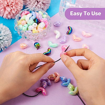 80Pcs 20 Style UV Plated Acrylic Beads SACR-TA0001-31-1