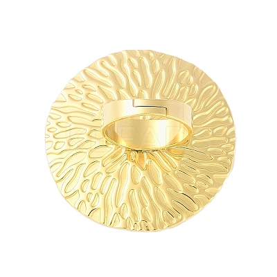 Textured Flat Round 304 Stainless Steel Adjustable Rings for Women RJEW-H234-04G-1