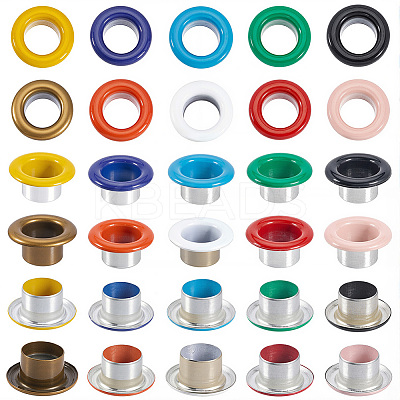 200 Sets 10 Colors Iron Grommet Eyelet Findings SCRA-GF0001-10B-03-1