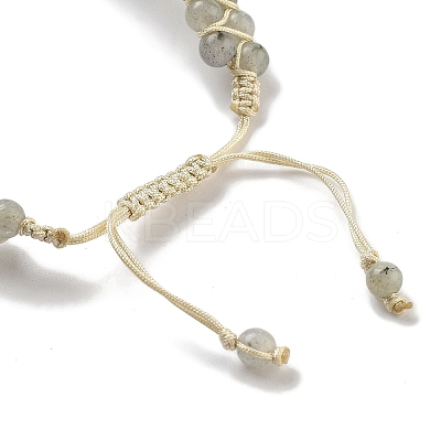 Natural Labradorite Braided Round Bead Bracelets BJEW-K251-06D-1