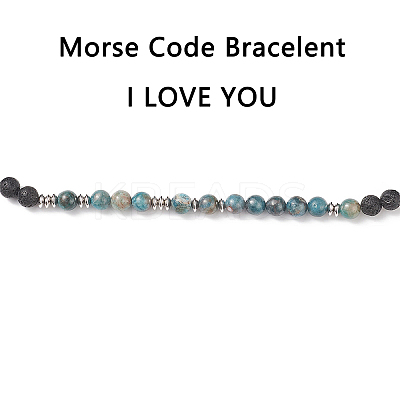 Natural Apatite & Lava Rock Braided Bead Bracelet BJEW-TA00188-04-1