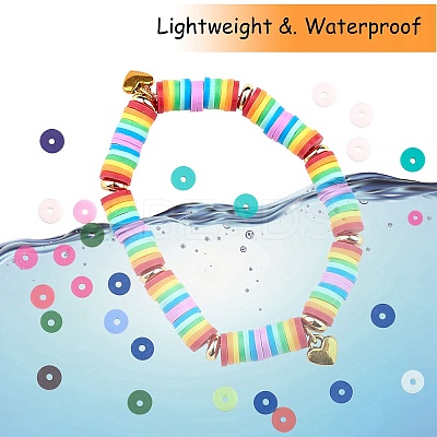 10 Strands 10 Colors Handmade Polymer Clay Beads Strands CLAY-SZ0001-97-1