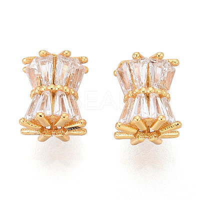 925 Sterling Silver Pave Clear Cubic Zirconia Drum Beads STER-T008-39G-1