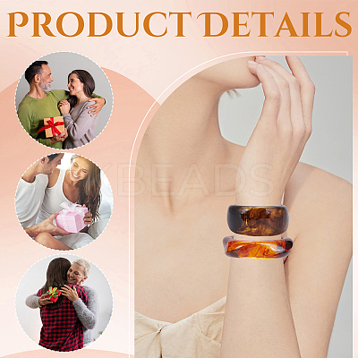 2Pcs 2 Colors Acrylic Bangles for Women BJEW-UN0001-76-1