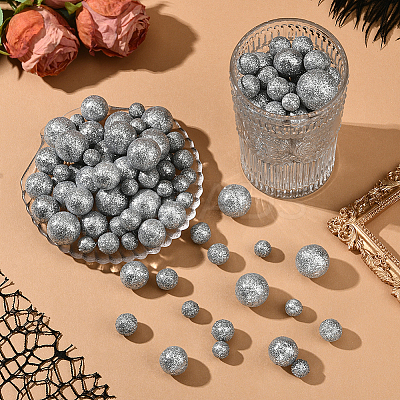 160Pcs 10 Styles Glitter Craft Foam Balls DIY-SP0005-58A-1