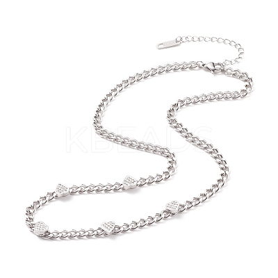Crystal Rhinestone Heart Pendant Necklace NJEW-D296-06P-1