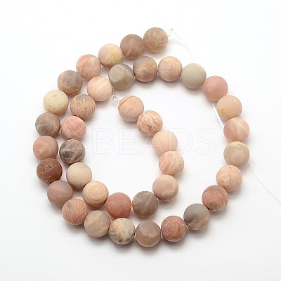 Natural Sunstone Frosted Round Bead Strands LS-G-O039-07-10mm-1