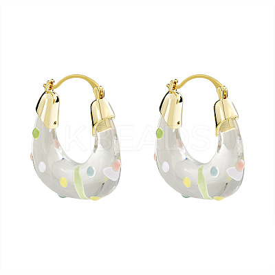 Resin and Brass Hoop Earrings for Women FS-WGF4F65-01-1