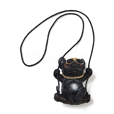 Cute Resin Swinging Bulldog Pendant Decorations HJEW-A010-01C-1
