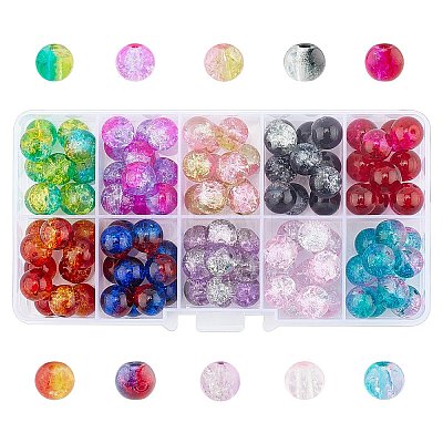 Round Transparent Crackle Glass Beads CCG-X0006-10mm-B-1