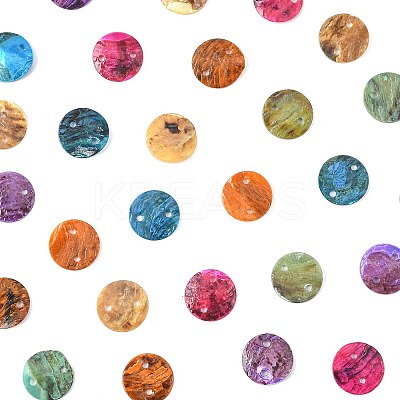 56Pcs 6 Colors Spray Painted Natural Akoya Shell Connector Charms BSHE-FS0001-12-1